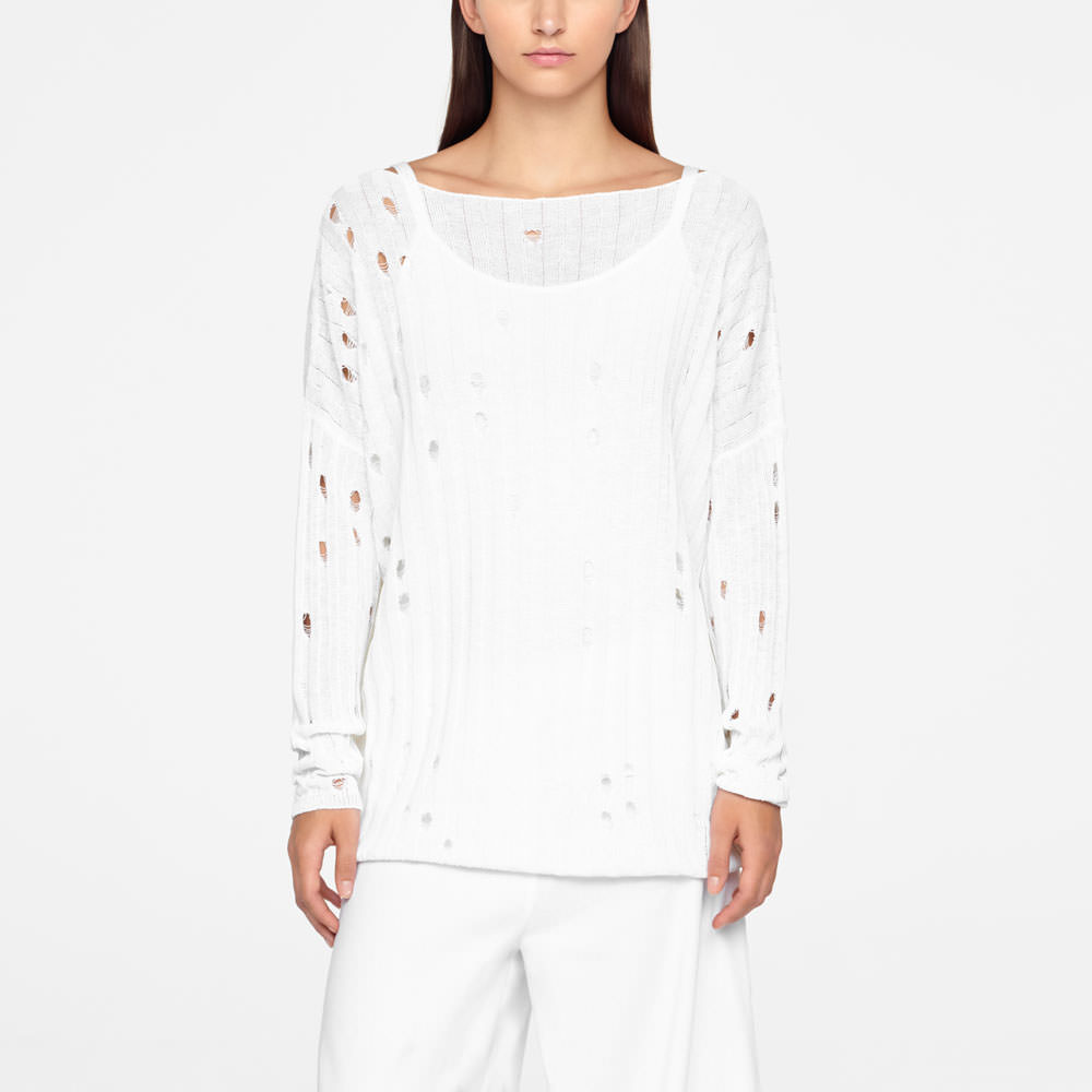 Sarah Pacini LINEN SWEATER - OPENWORK Front