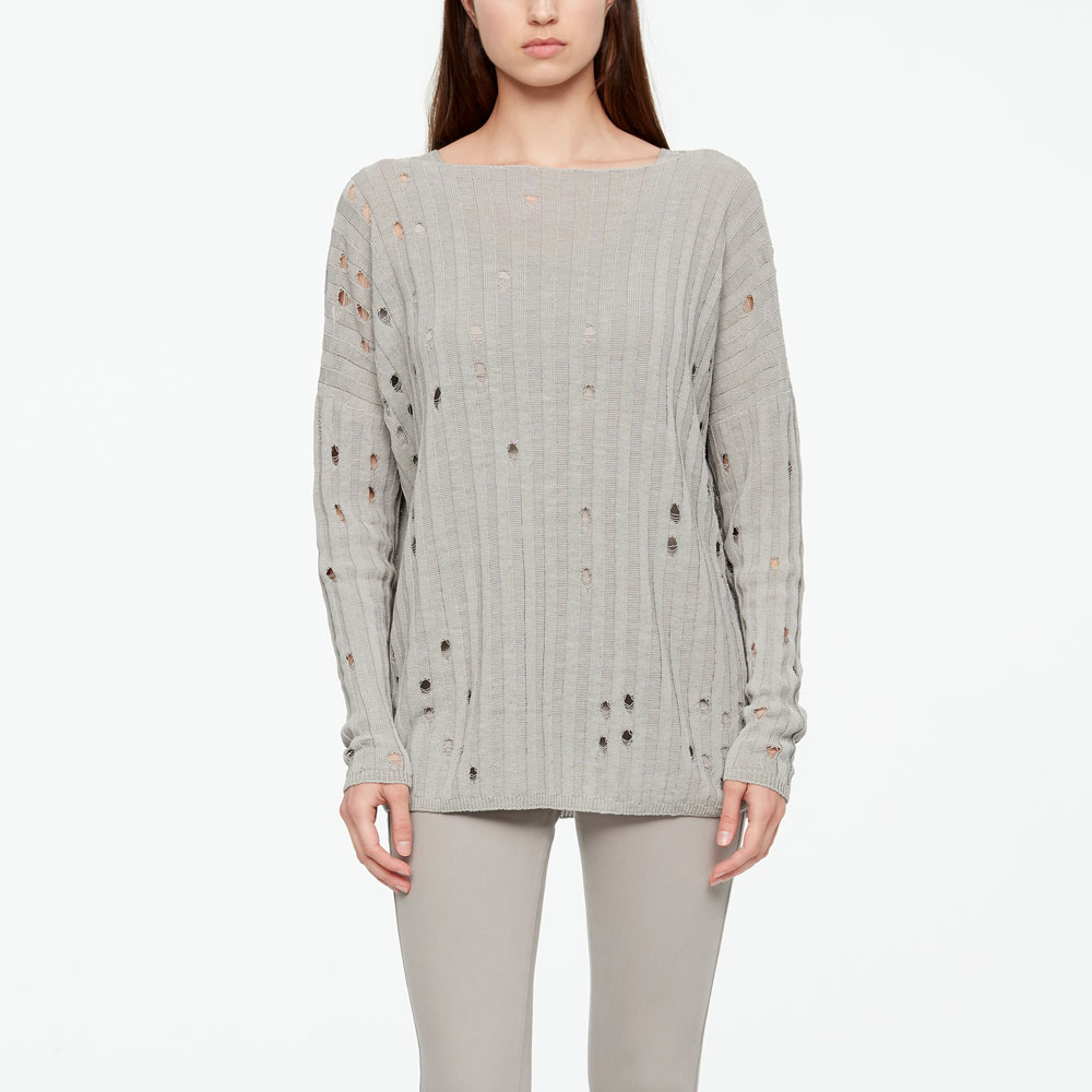 Sarah Pacini PULL EN LIN - MAILLE AJOURÉE De face
