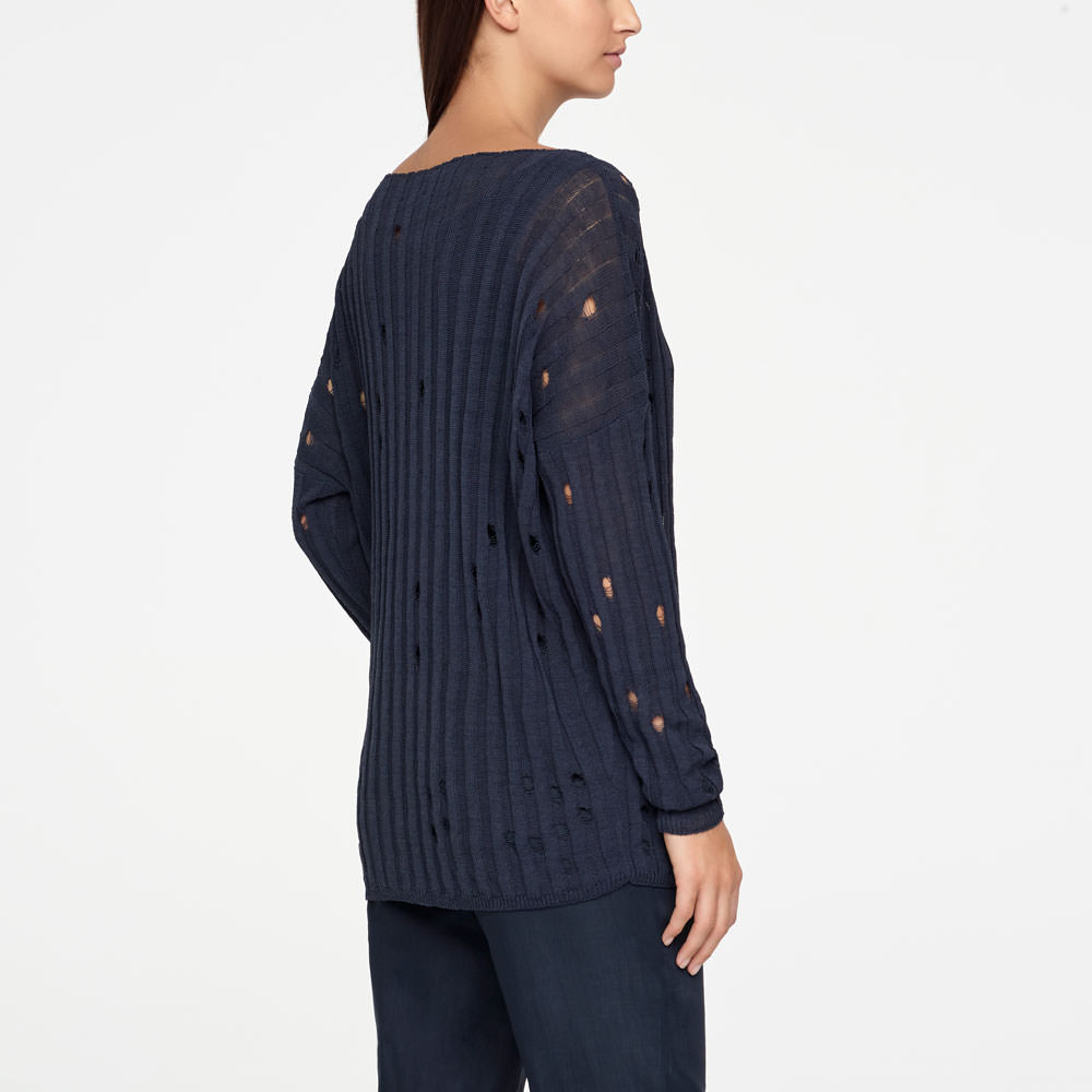 Sarah Pacini LEINEN-SWEATER - GELOCHT Rück