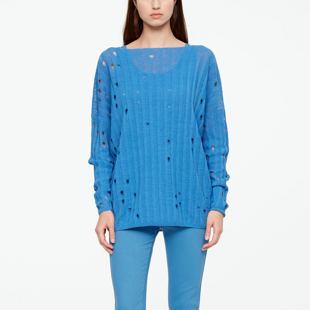 Sarah Pacini PULL EN LIN - MAILLE AJOURÉE De face