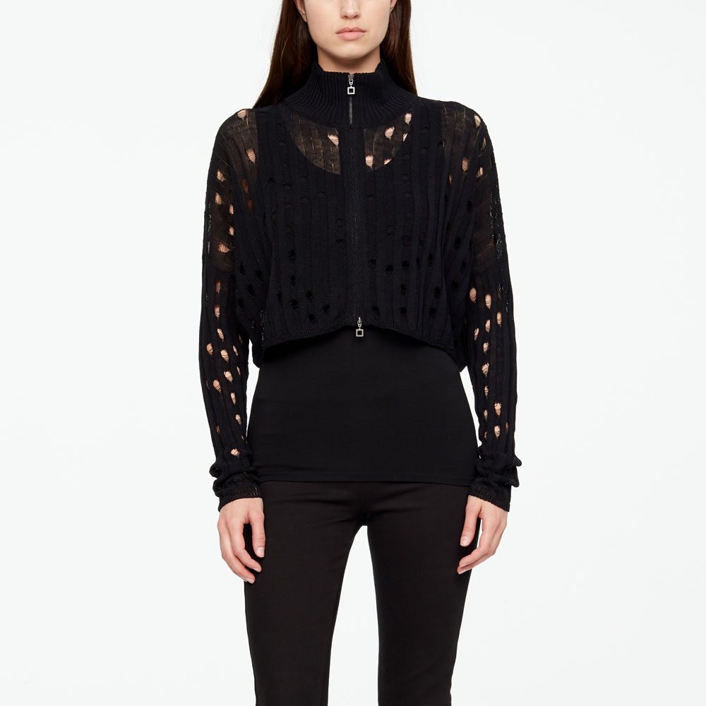 Sarah Pacini CARDIGAN - MAILLE AJOURÉE De face
