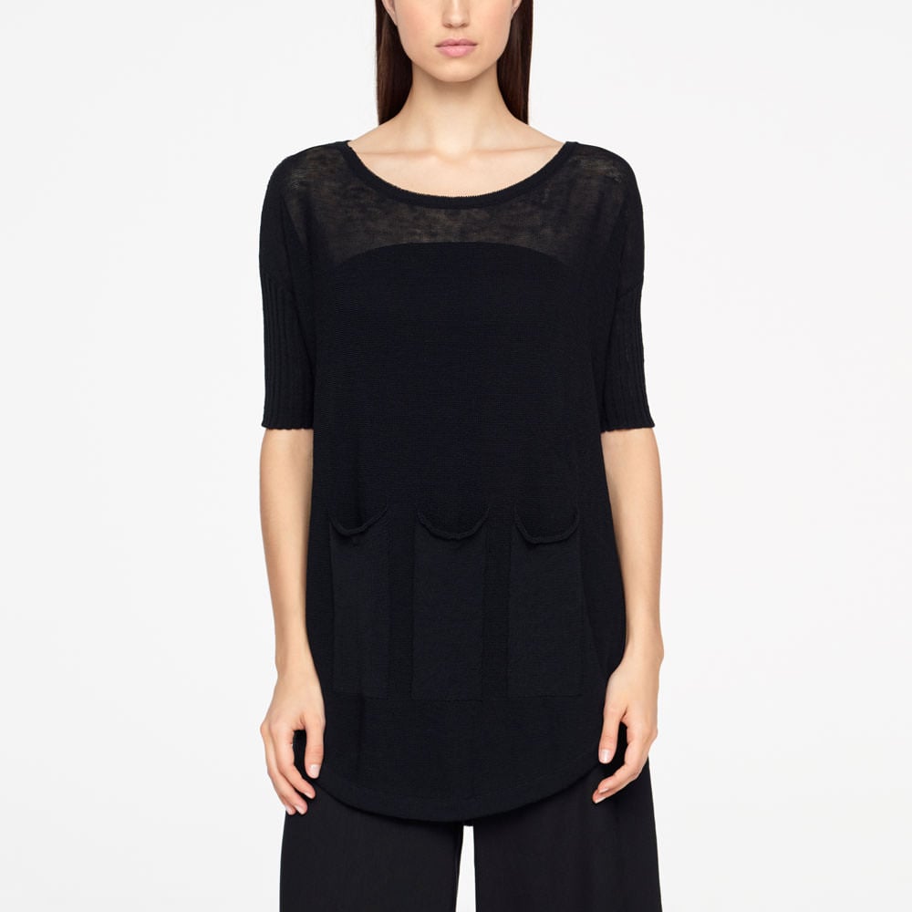 Sarah Pacini PULL EN LIN - POCHES PLAQUÉES De face
