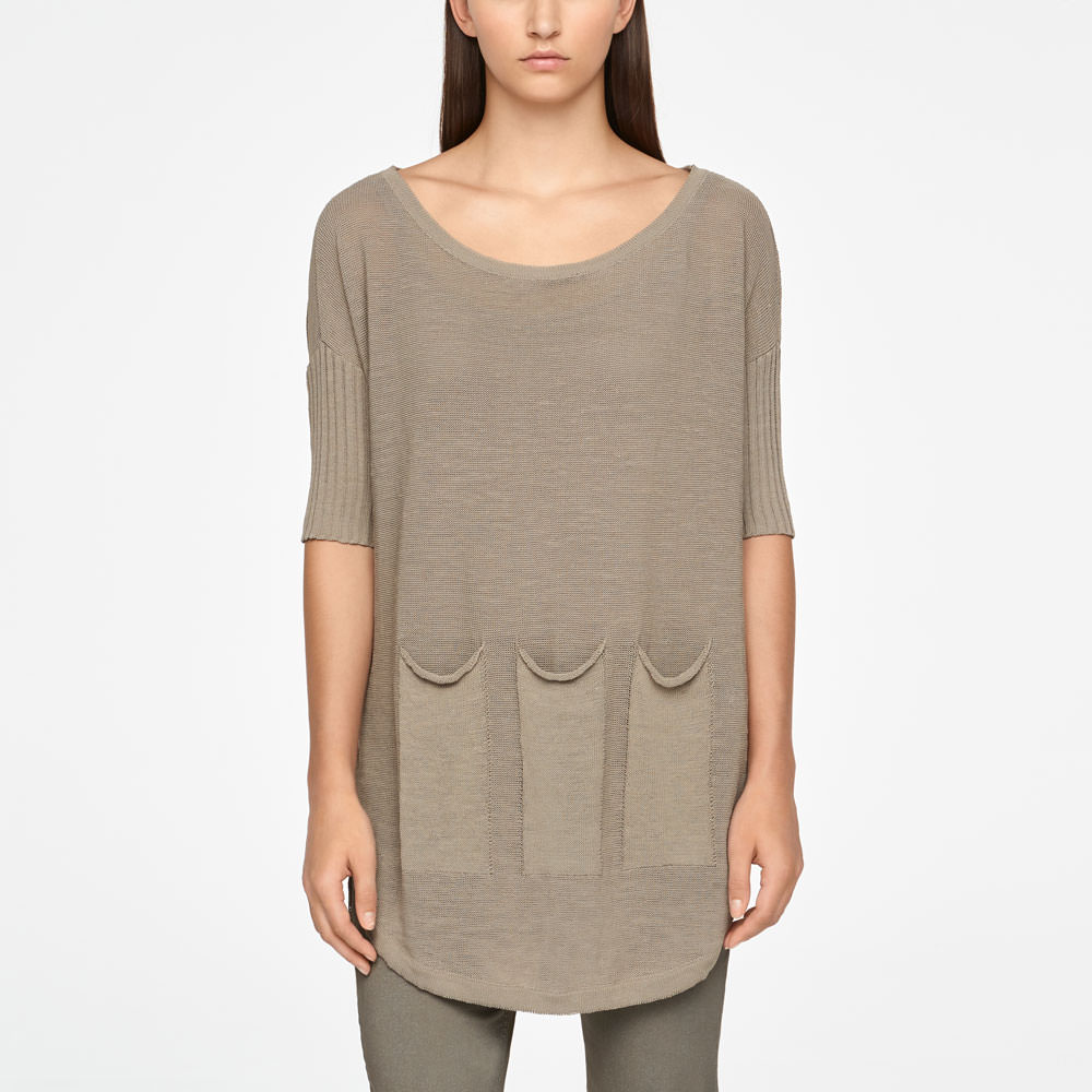Sarah Pacini PULL EN LIN - POCHES PLAQUÉES De face