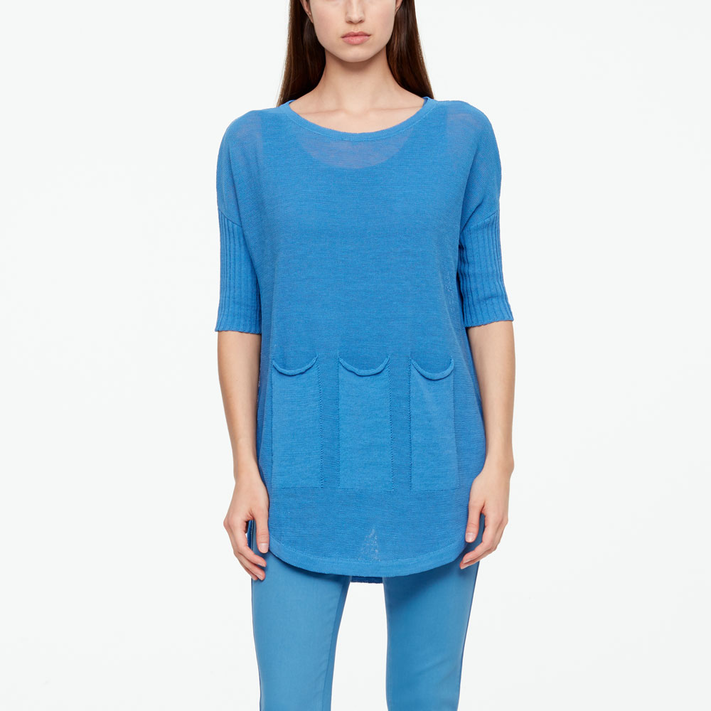 Sarah Pacini PULL EN LIN - POCHES PLAQUÉES De face