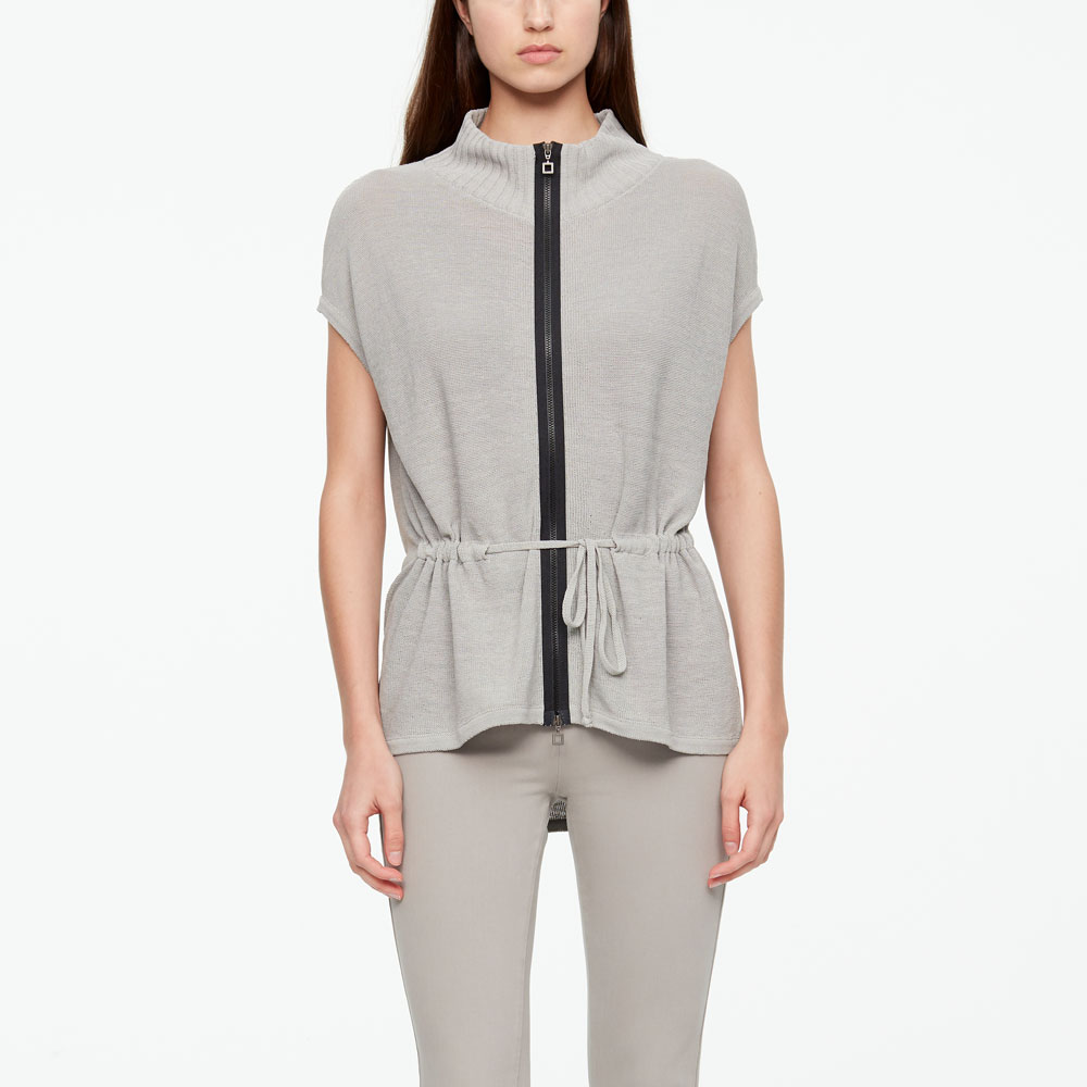 Sarah Pacini LINEN CARDIGAN - DRAWSTRING Front