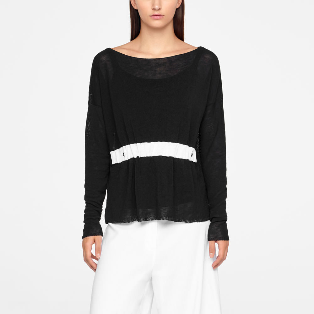Sarah Pacini LINEN SWEATER - FULL SLEEVES Front