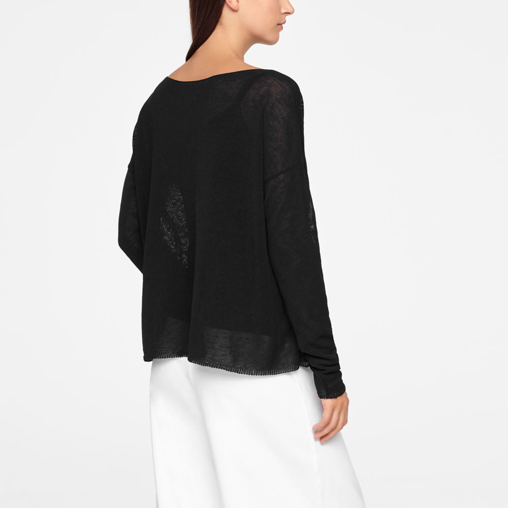 Sarah Pacini LINEN SWEATER - FULL SLEEVES Back view