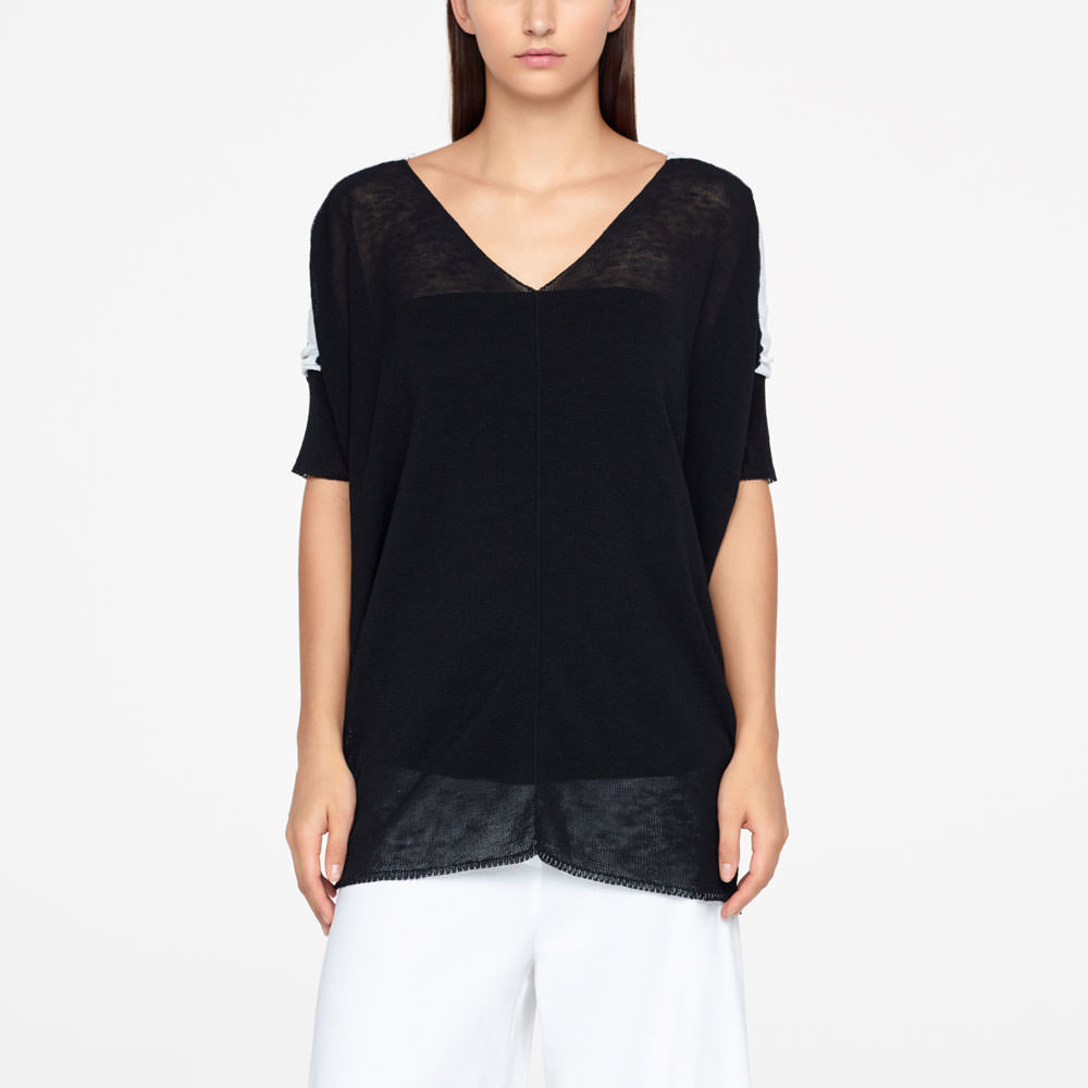 Sarah Pacini PULL EN LIN - DOS DÉCOLLETÉ De face
