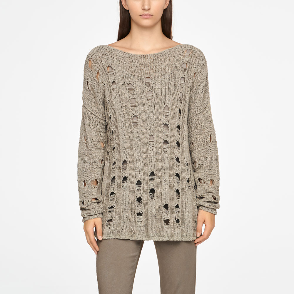 Sarah Pacini PULL LONG - MAILLE AJOURÉE De face