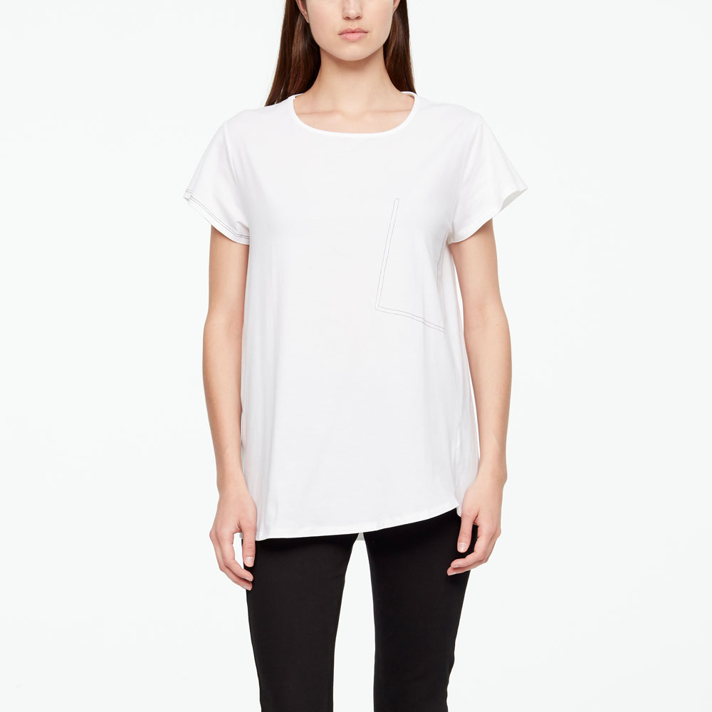 Sarah Pacini LANGE T-SHIRT - OVERSTIKKING Voorzijde