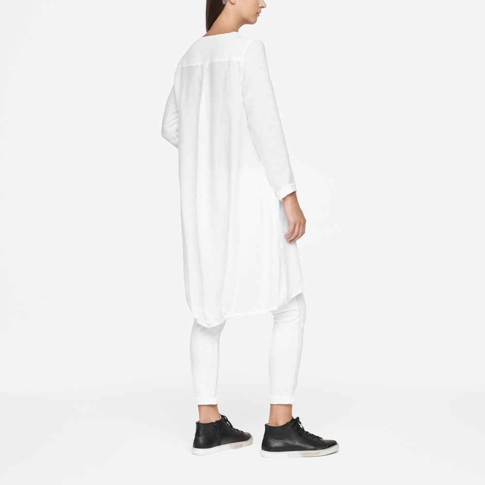 Sarah Pacini LEINENKLEID - KNIELÄNGE Rück