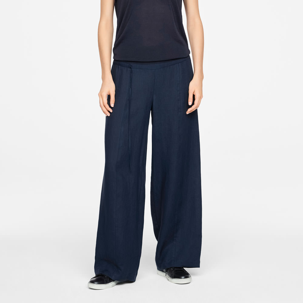 Sarah Pacini PANTALON EN LIN - JAMBE LARGE De face