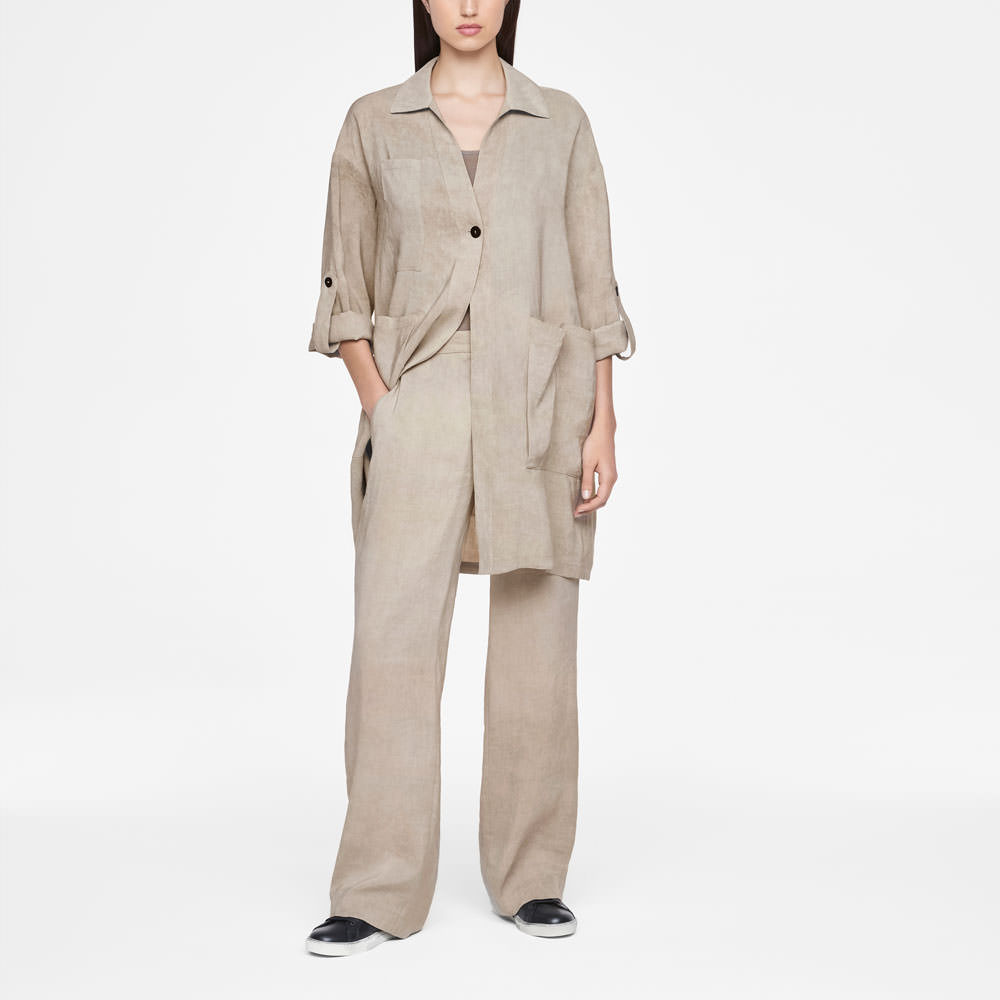 Sarah Pacini LINEN JACKET - PATCH POCKETS Front