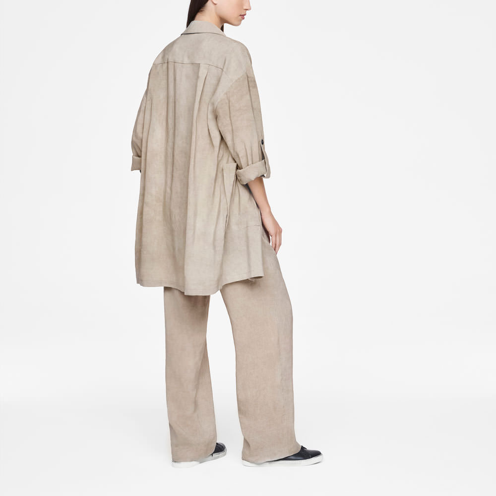 Sarah Pacini LINEN JACKET - PATCH POCKETS Back view
