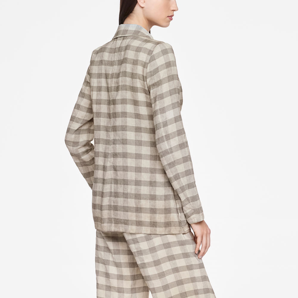 Sarah Pacini LINEN JACKET - TARTAN Back view