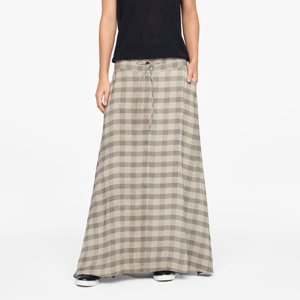 Sarah Pacini LINEN SKIRT MAXI - TARTAN Front