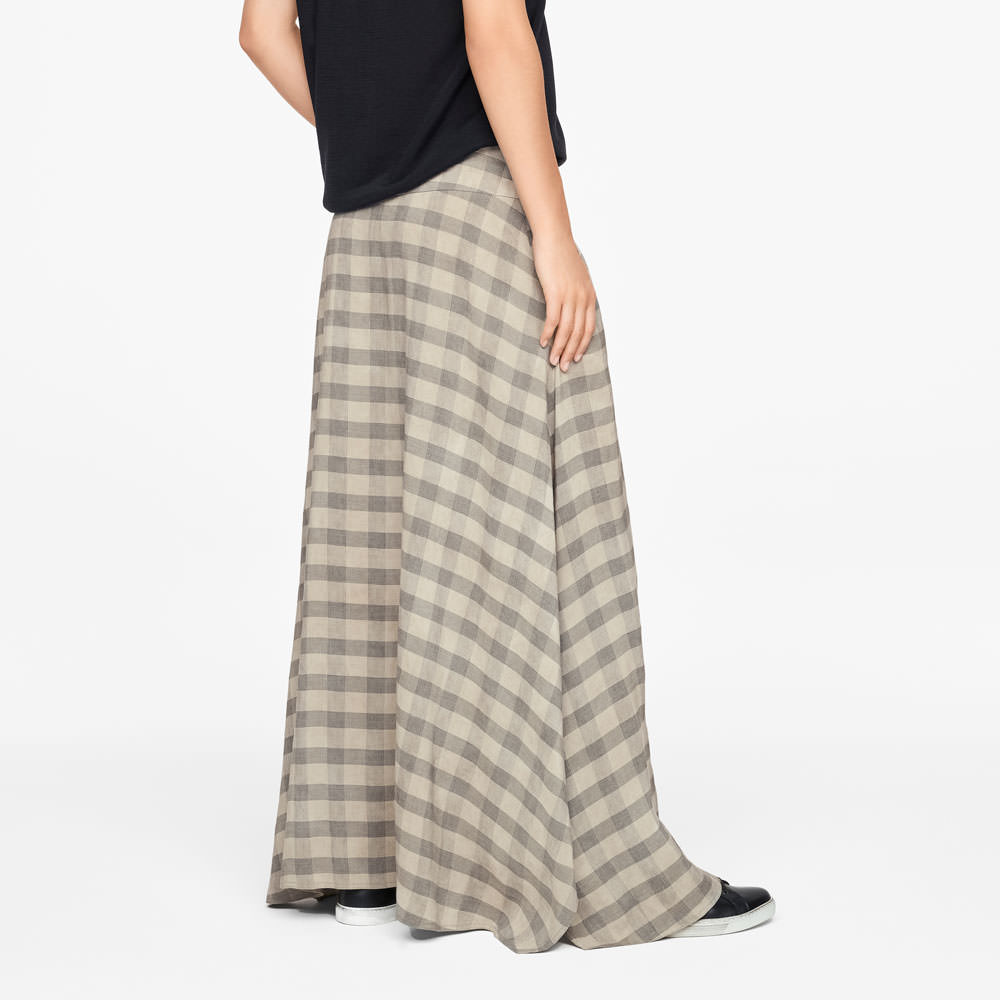 Sarah Pacini LINEN SKIRT MAXI - TARTAN Back view