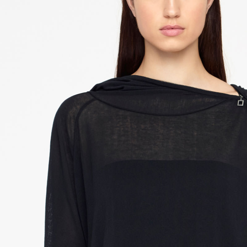 Sarah Pacini PULL A CAPUCHE - COL ZIPPÉ De face