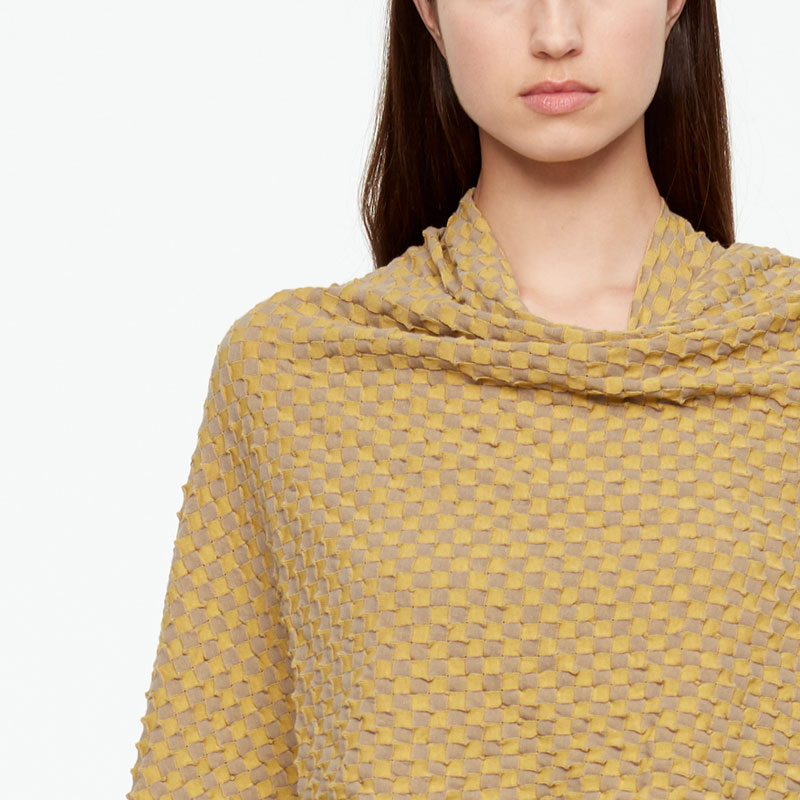 Sarah Pacini MAKO KATOENEN PONCHO - DAMIER Voorzijde