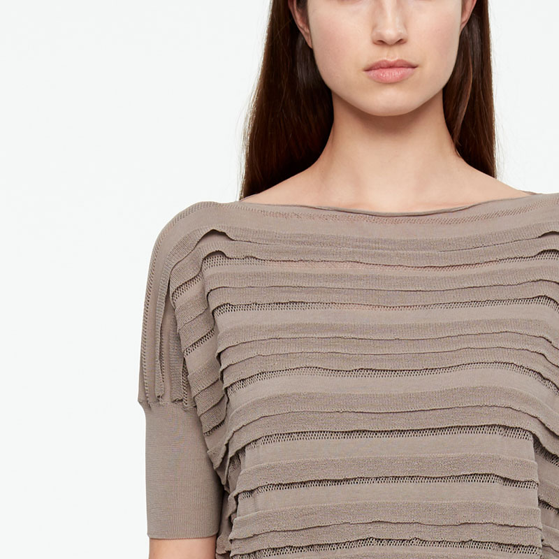 Sarah Pacini MAKO COTTON SWEATER - STRIPES Front