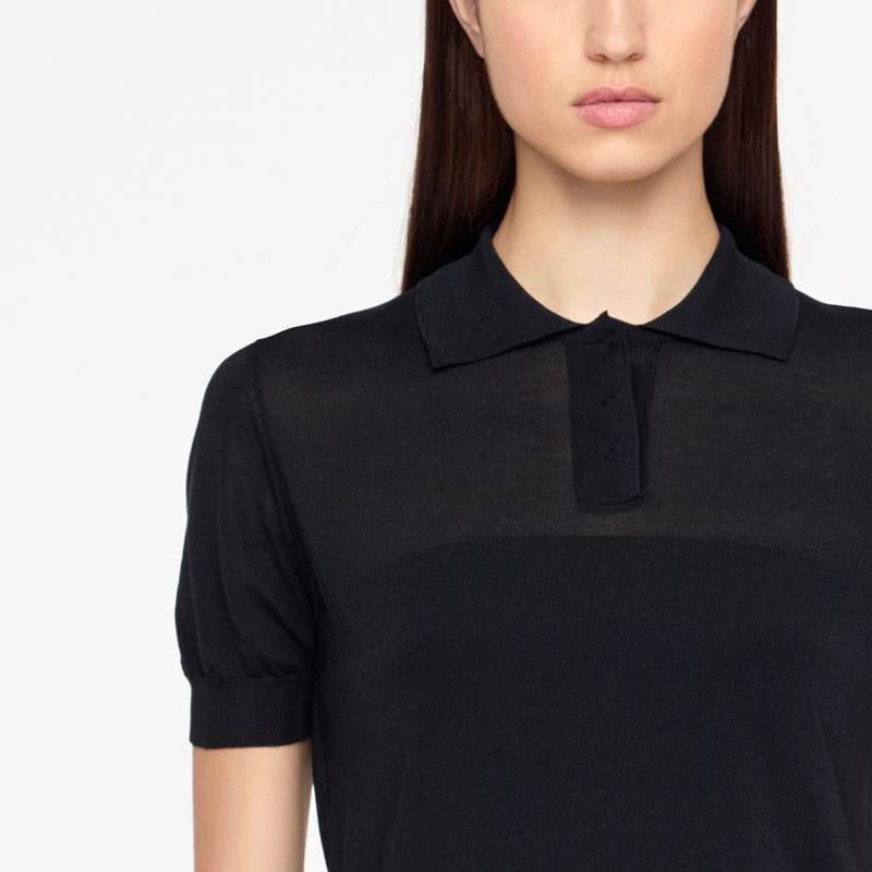 Sarah Pacini POLO SWEATER - MAKO COTTON Front