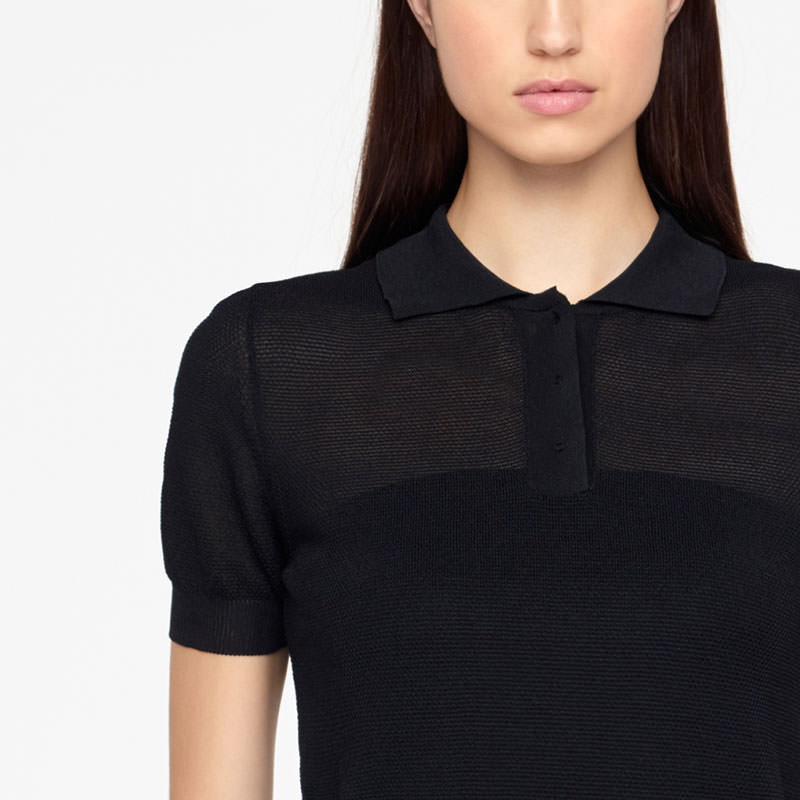 Sarah Pacini POLO SWEATER - TEXTURED Front