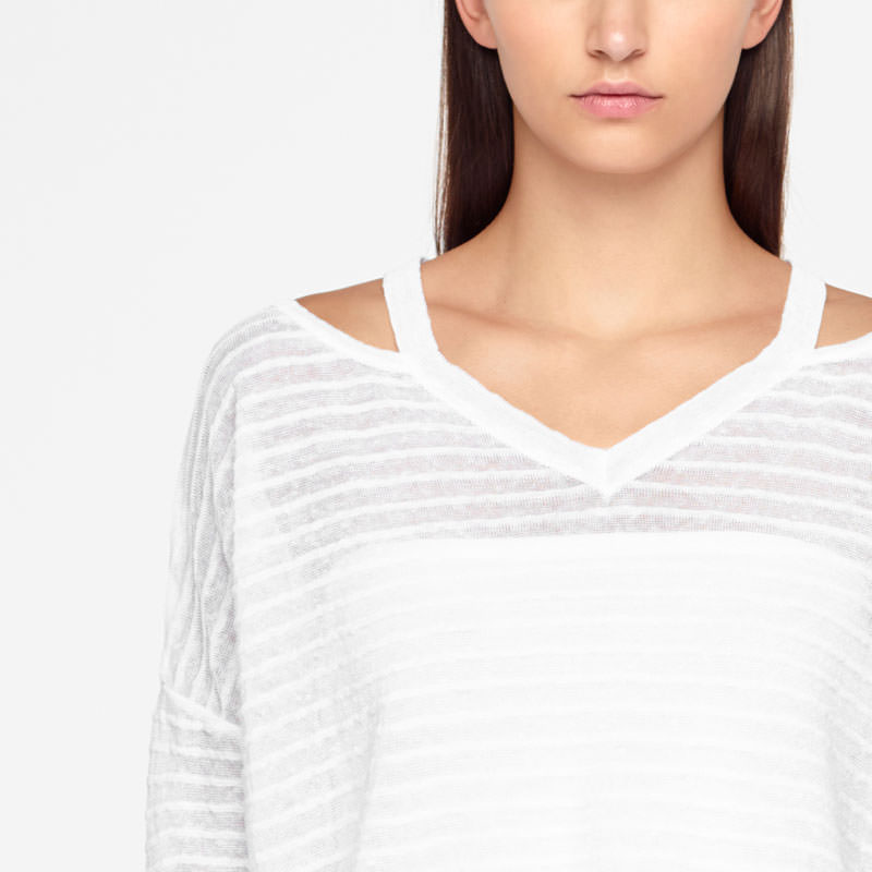 Sarah Pacini LEINEN-SWEATER - RELIEF Vorne