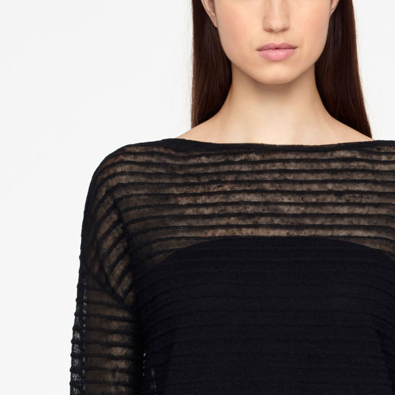 Sarah Pacini LANGER LEINEN-SWEATER - RELIEF Vorne