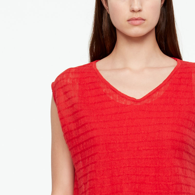 Sarah Pacini LEINEN-SWEATER - GESTREIFT Vorne