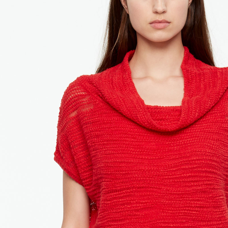 Sarah Pacini OPENWORK SWEATER - SHORT SLEEVES Front