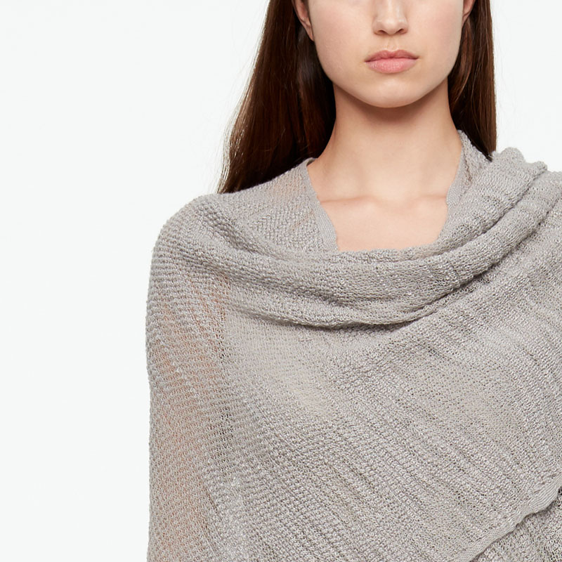 Sarah Pacini LEINEN PONCHO Vorne