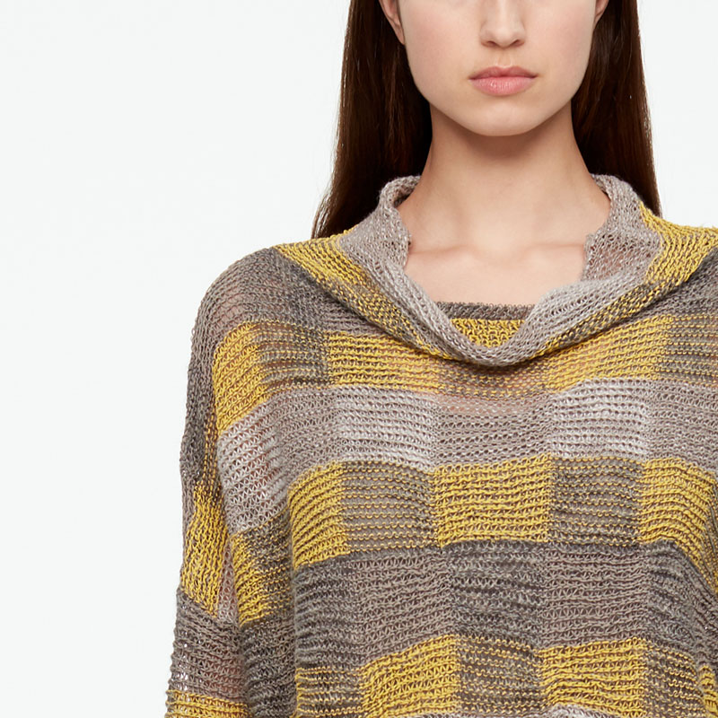 Sarah Pacini LEINEN PULLOVER - SCHACHBRETT OPTIK Vorne