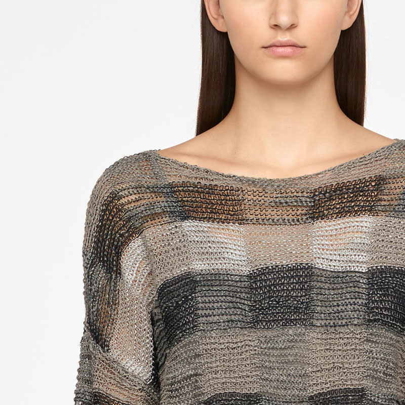 Sarah Pacini LONG LINEN SWEATER - CHECKERED Front