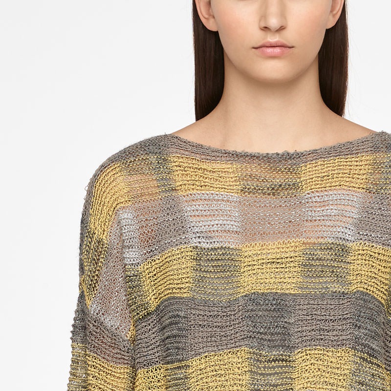 Sarah Pacini LONG LINEN SWEATER - CHECKERED Front