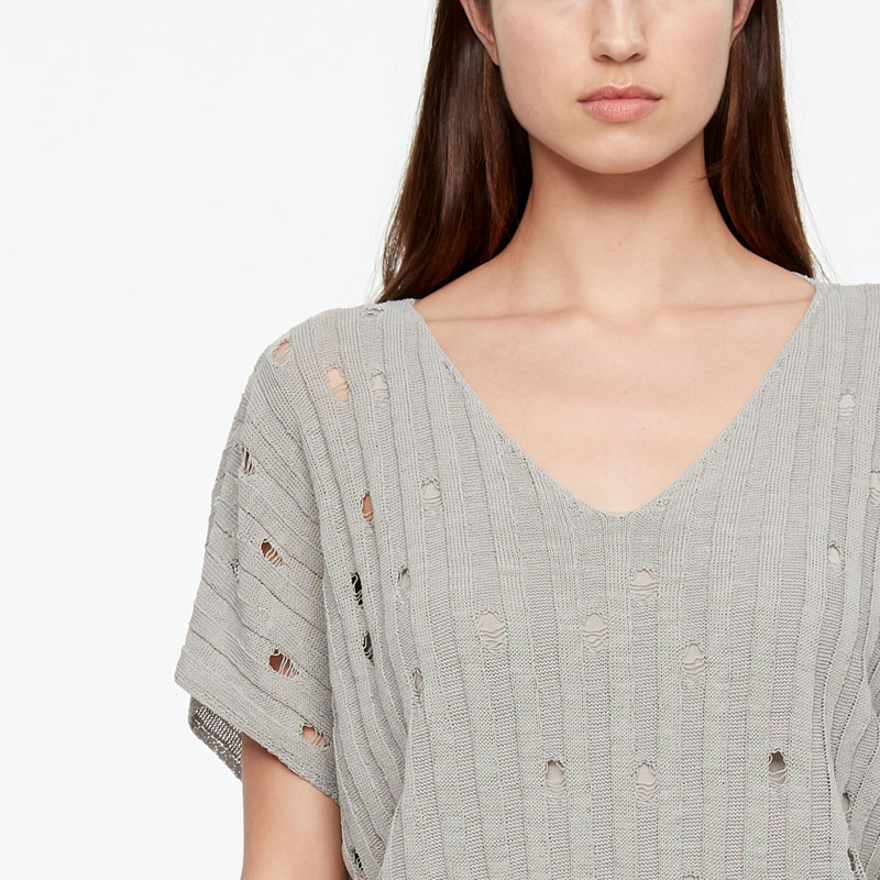 Sarah Pacini LINEN SWEATER - V-NECK Front