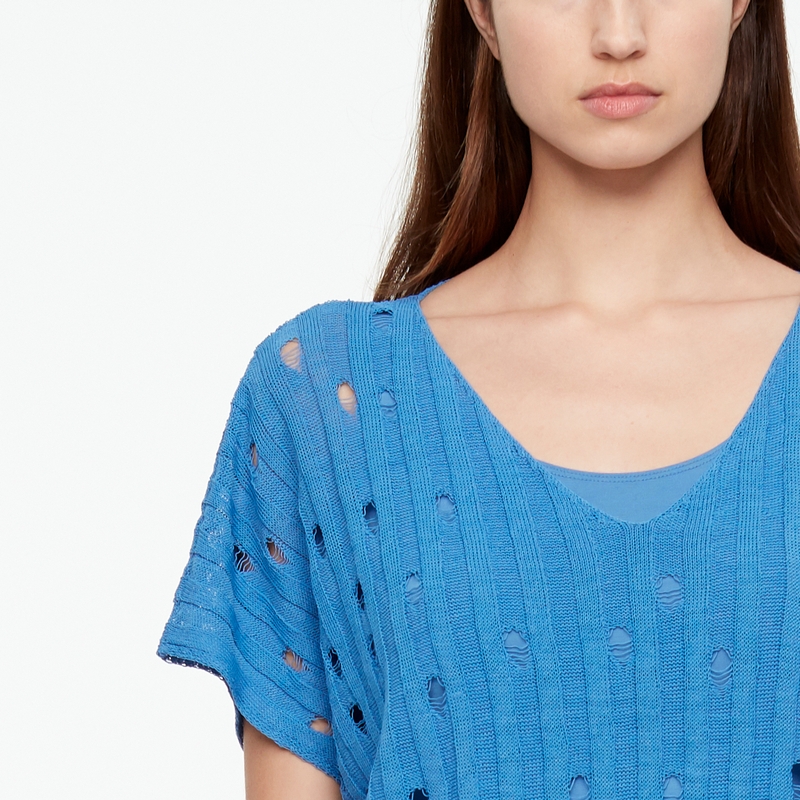 Sarah Pacini LINEN SWEATER - V-NECK Front
