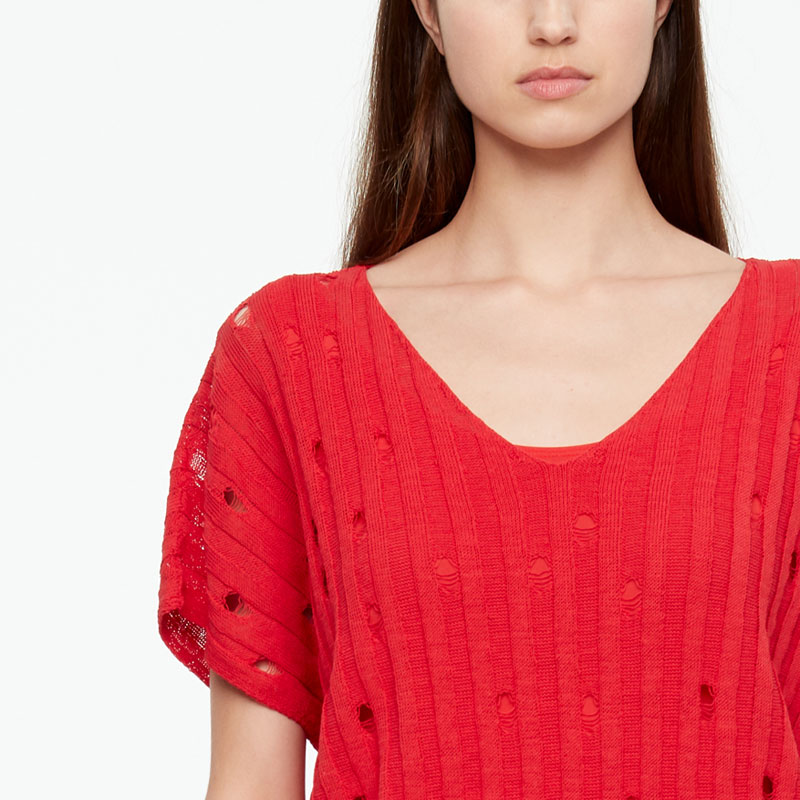 Sarah Pacini LINEN SWEATER - V-NECK Front