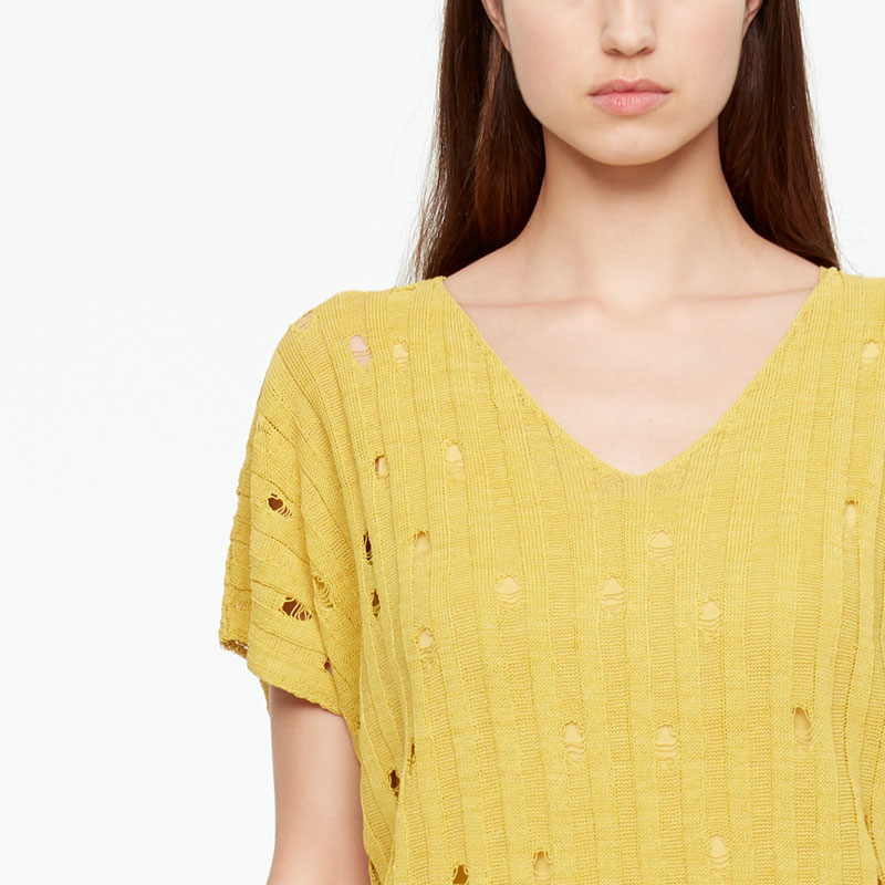 Sarah Pacini LINEN SWEATER - V-NECK Front