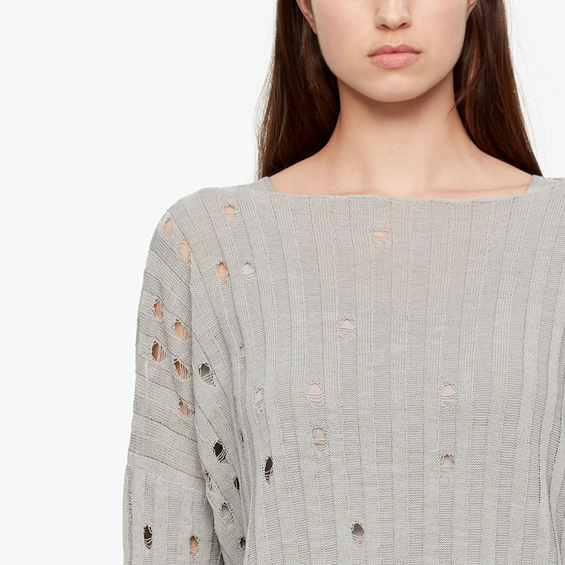 Sarah Pacini PULL EN LIN - MAILLE AJOURÉE De face