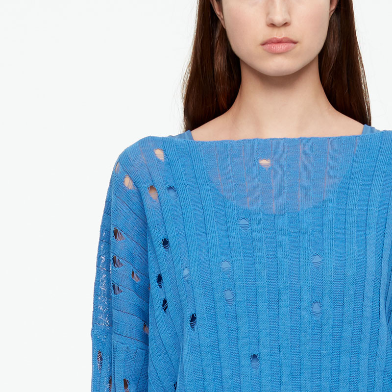 Sarah Pacini PULL EN LIN - MAILLE AJOURÉE De face