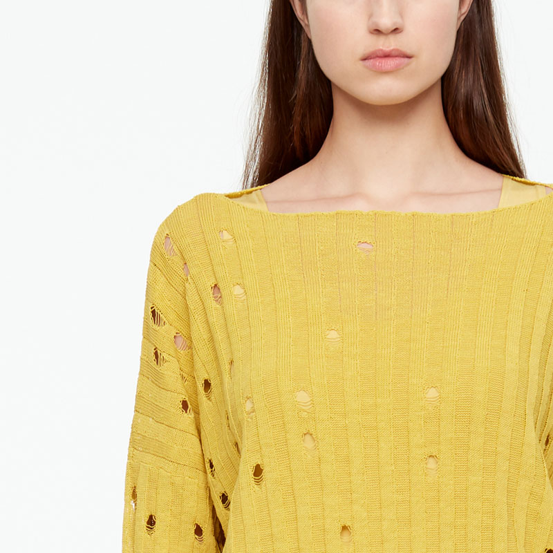 Sarah Pacini LINEN SWEATER - OPENWORK Front