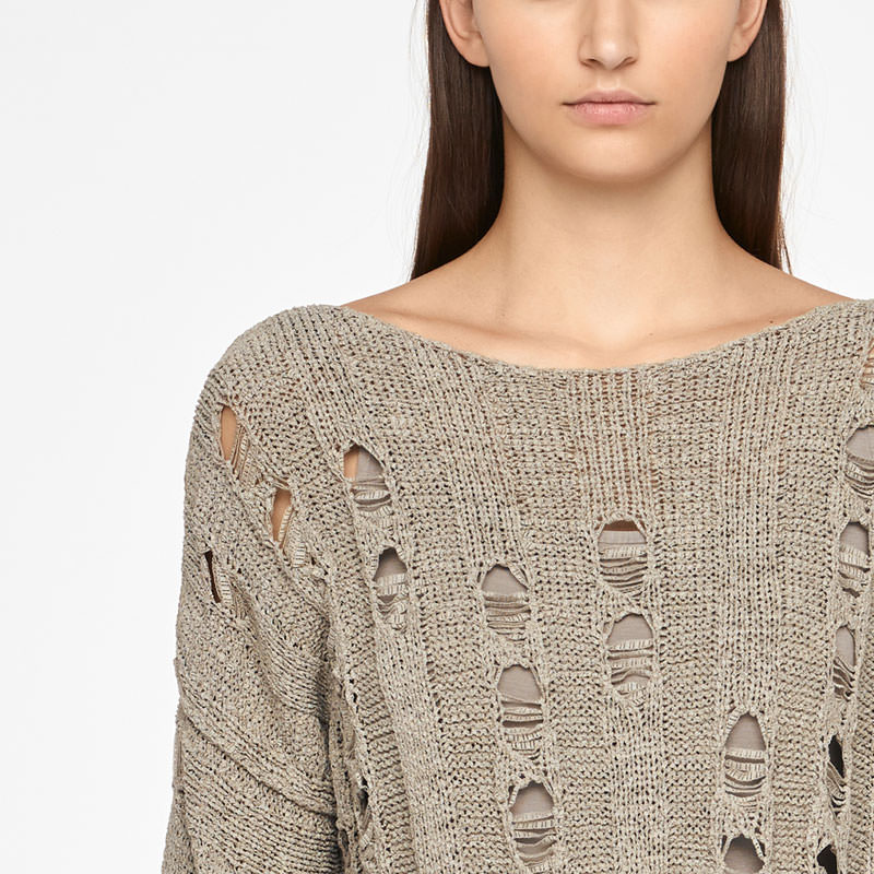 Sarah Pacini PULL LONG - MAILLE AJOURÉE De face