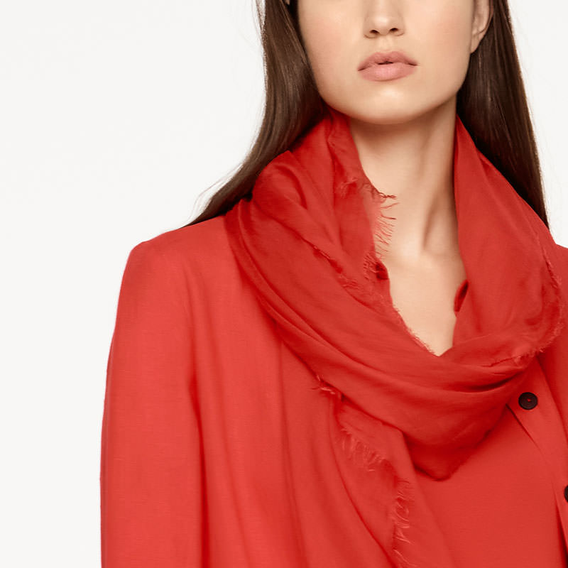 Sarah Pacini SHAWL SCARF - FRAYED EDGES Front