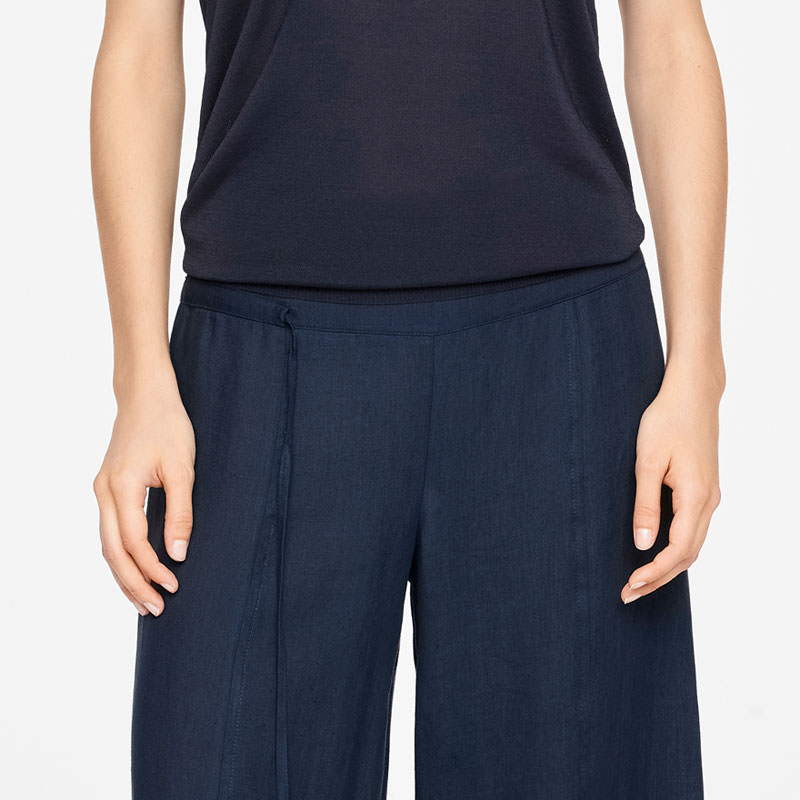 Sarah Pacini PANTALON EN LIN - JAMBE LARGE De face