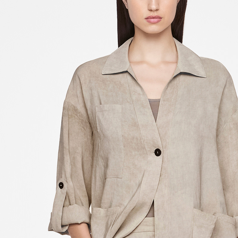 Sarah Pacini LINEN JACKET - PATCH POCKETS Front