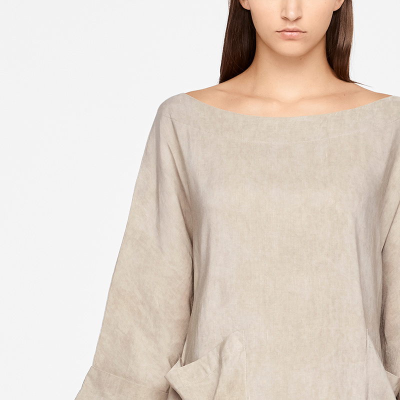 Taupe Viscose Linen Dress Maxi By Sarah Pacini