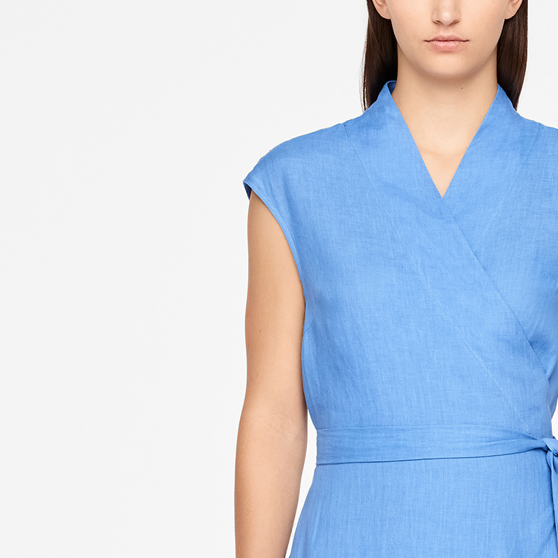 Sarah Pacini LINEN WRAP DRESS - MAXI Front