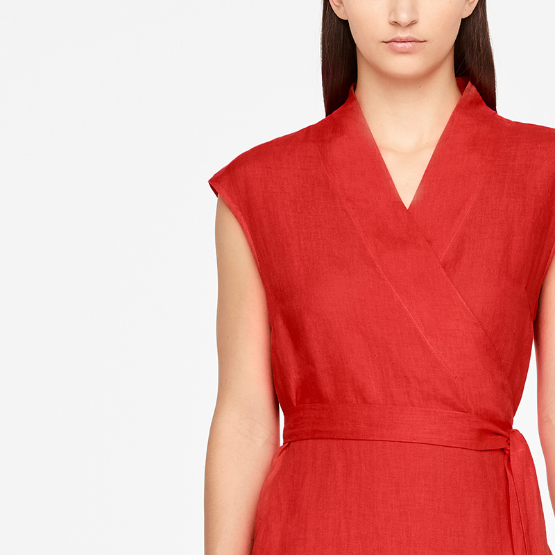 Sarah Pacini LINEN WRAP DRESS - MAXI Front