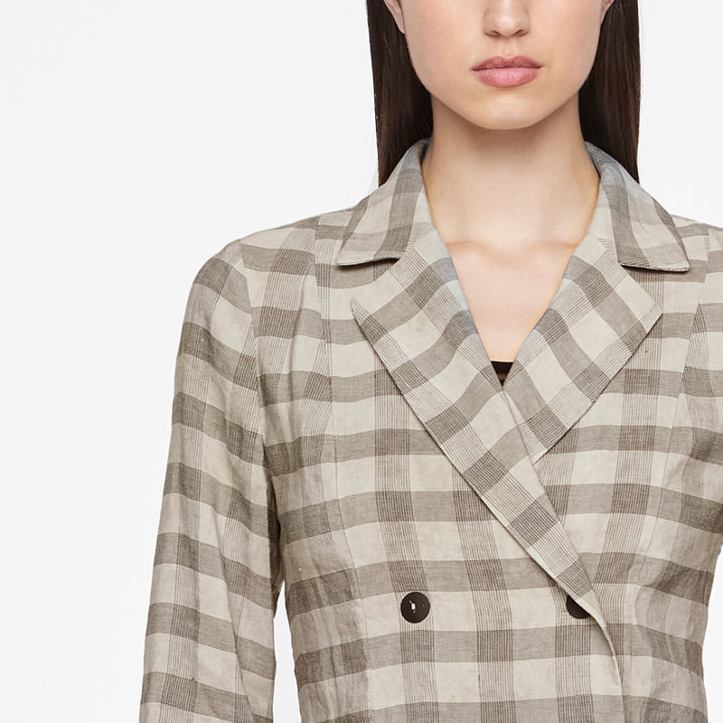 Sarah Pacini LINEN JACKET - TARTAN Front
