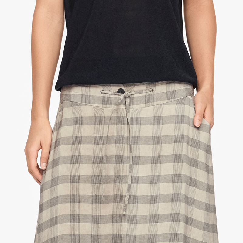 Sarah Pacini LINEN SKIRT MAXI - TARTAN Front